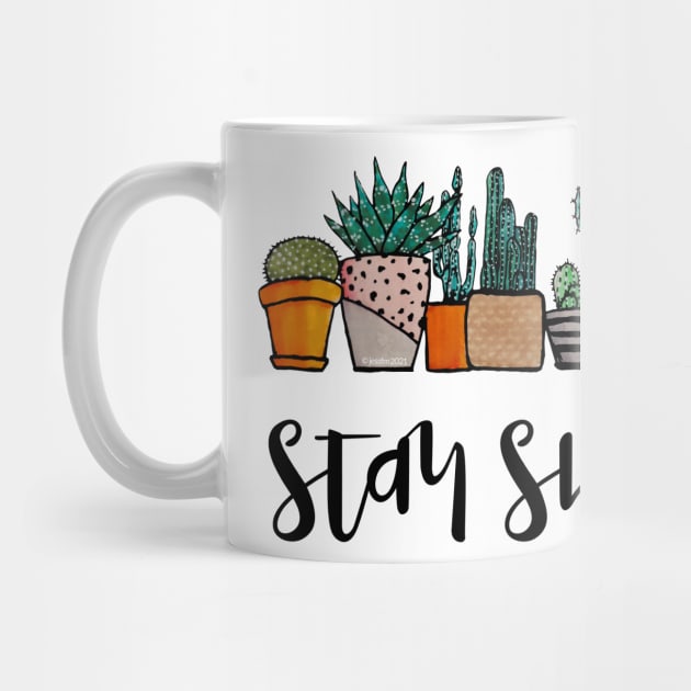 Watercolor Stay sharp Cactus pot by Jessfm